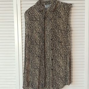 Leopard Print Sleeveless Button down